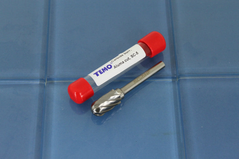 TEMO SC-5 NF Aluminum Cut Carbide Rotary Burr File, 1/2 Inch (12.7 mm) Head Cylinder Ball, 1/4 Inch (6.35 mm) Diameter 2 Inch (50.8 mm) Long Shank 2" SC-5 - LeoForward Australia