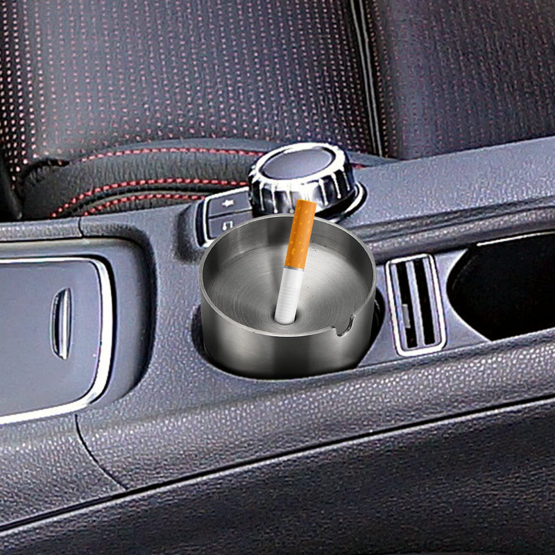  [AUSTRALIA] - Car Ashtray with Lid Smell Proof Stainless Steel Portable Ash Tray for Car Cup Holder Detachable Windproof Extinguished Cigarette Bucket Automotive Ashtrays for Outdoor Home Office