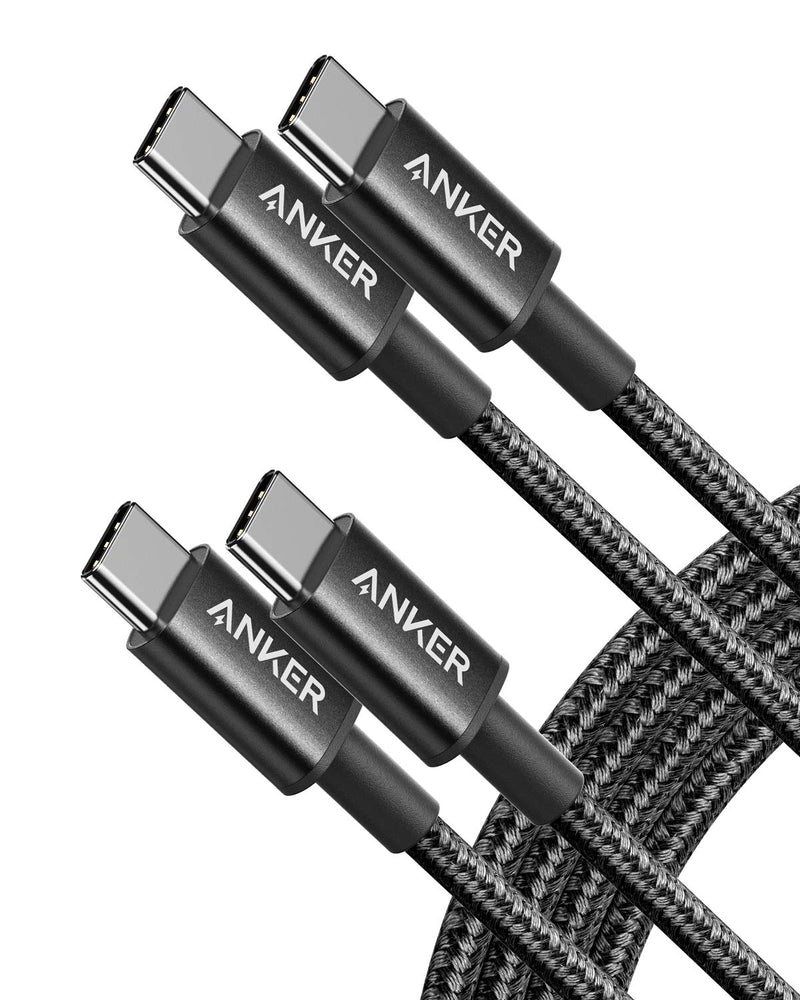  [AUSTRALIA] - USB C Cable, Anker New Nylon USB C to USB C Cable (6ft 60W, 2-Pack, USB 2.0), USB C Cable for iPad Mini 6, iPad Pro 2020, iPad Air 4, MacBook Pro 2020, Samsung Galaxy S22,Switch, Pixel, LG (Black) 6ft Black