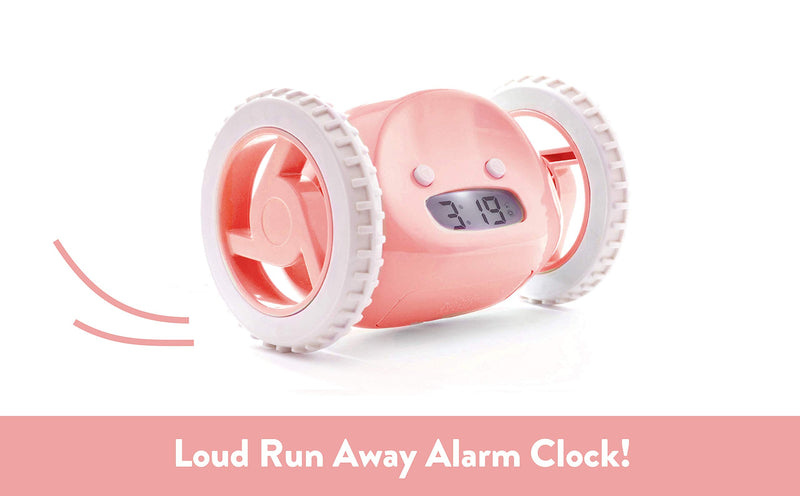  [AUSTRALIA] - Clocky Alarm Clock on Wheels (Original) | Extra Loud for Heavy Sleeper (Adult or Kid Bed-Room Robot Clockie) Funny, Rolling, Run-Away, Moving, Jumping (Pink) Pink