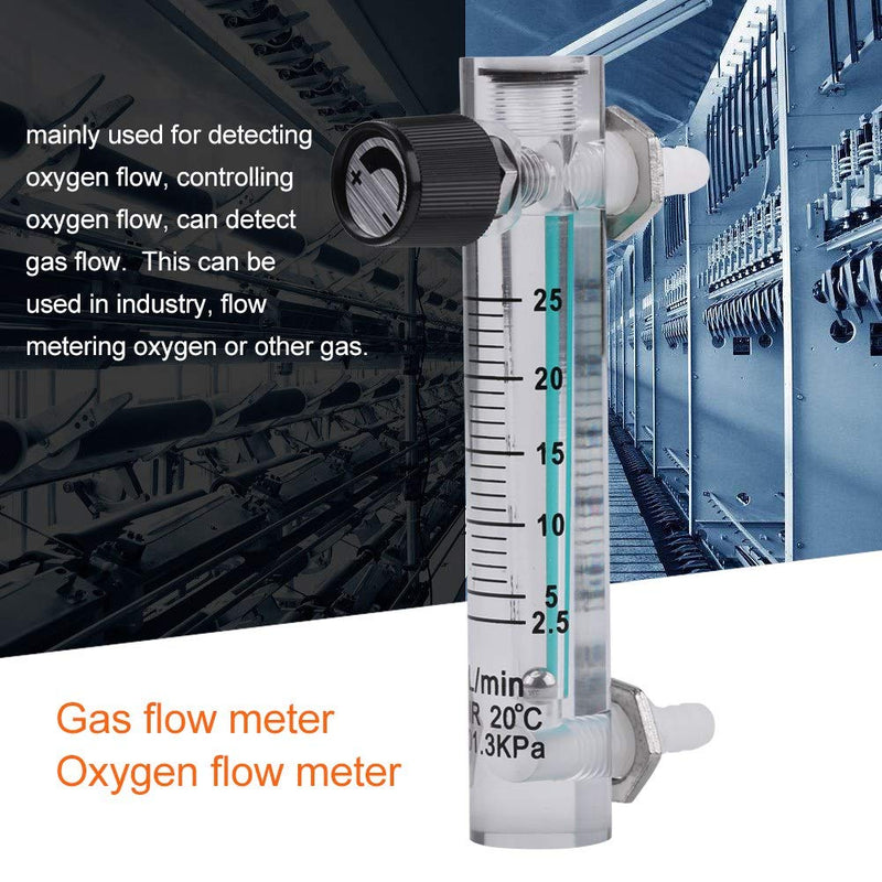  [AUSTRALIA] - Wakects Gas Flow Meter, LZQ-5 Flow Meter 2.5-25LPM Flow Meter with Control Valve for Oxygen/Air/Gas