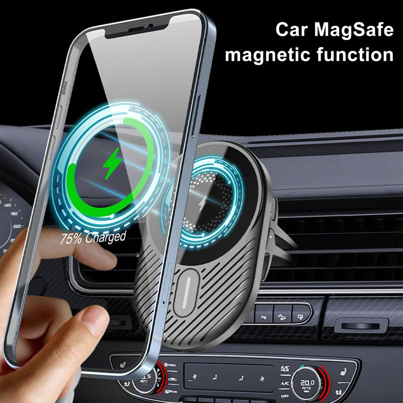  [AUSTRALIA] - Magnetic Wireless Car Charger Vent Mount for Mag-Safe iPhone 14/14 Pro/13 Pro Max/12/12 Pro/Mini/Pro Max Magnet Car Charger 15W Mag Safe Phone Holder Stand Wireless Charging Air Vent Mount Charger Black