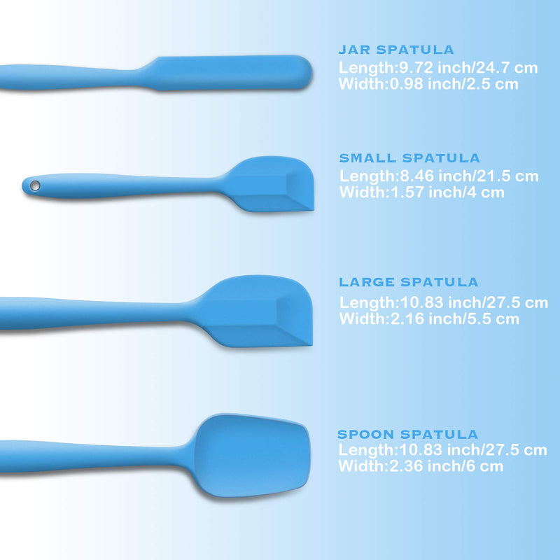  [AUSTRALIA] - 4 Piece Silicone Spatula Set, Flexible Heat Resistant Non-scratch Baking Cooking Rubber Spatulas with Stainless Steel Core, Blue 4 piece