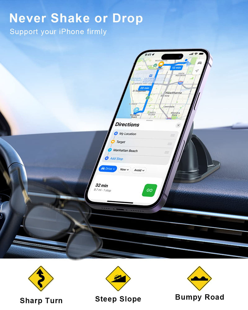  [AUSTRALIA] - SUPERONE for MagSafe Car Mount, Strong [Never Drop] Magnetic iPhone Holder for Car Dash, HandsFree 360° Rotation Phone Mount [Strongest 3M Adhesive] for iPhone 14 13 12 Pro Max MagSafe Case