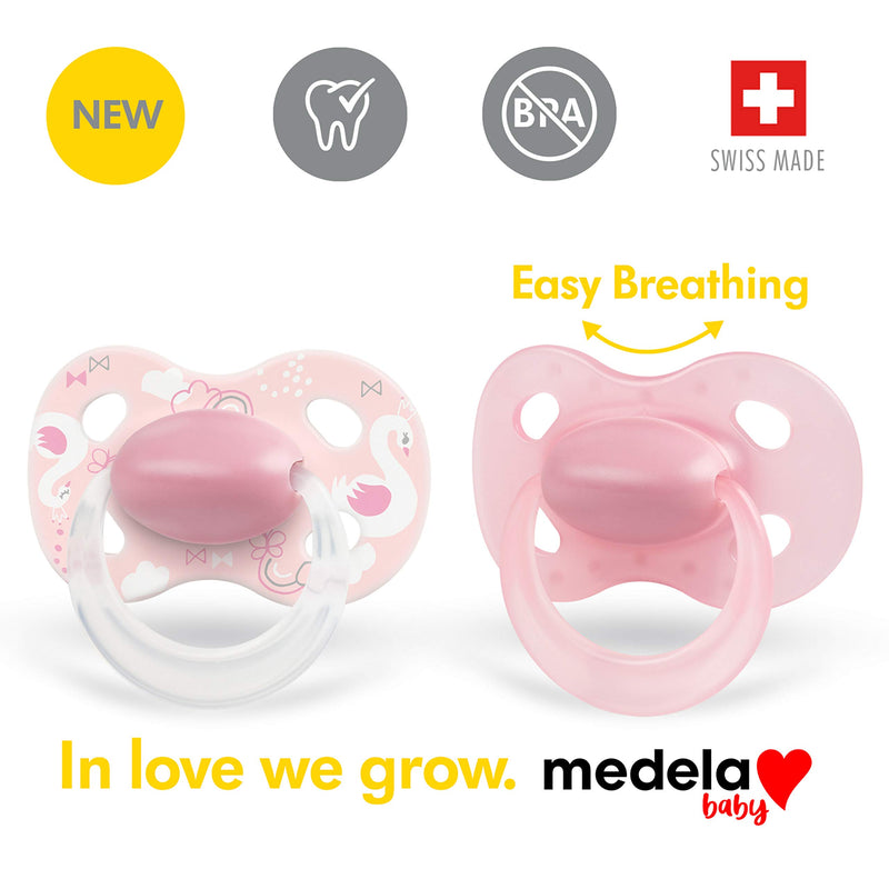 Medela Baby Original Pacifier for 0-6 Months, Perfect for Everyday Use, Bpa Free, Lightweight & Orthodontic, Baby Pacifiers - 2 Pack Pink 0-6 Month - LeoForward Australia