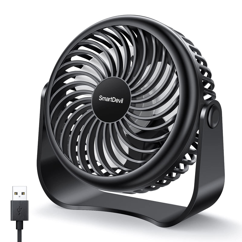  [AUSTRALIA] - SmartDevil USB Desk Fan, 3 Speeds Portable Mini Desktop Fan, 360° Adjustment Small Personal Table Fan for Home Office Car Outdoor Travel (Black)