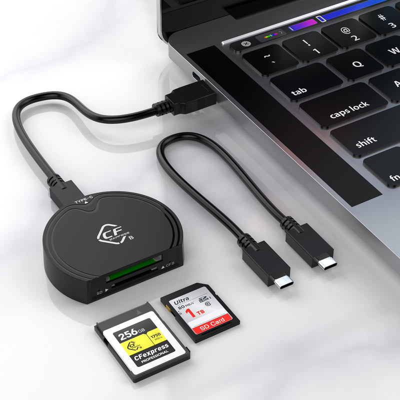  [AUSTRALIA] - CFexpress Type B and SD UHS-II Dual-Slot Memory Card Reader,USB 3.2 Gen 2 Type B CFexpress Adapter Memory Card Reader with USB C to USB C/USB A Cable,Compatible with Windows/Mac/Linux/Android CFexpress Type B+SD4.0 Card reader