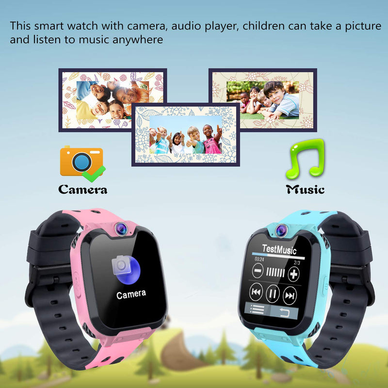  [AUSTRALIA] - Kids Smart Watch for Boys Girls - HD Touch Screen Sports Smartwatch Phone with Call Camera Games Recorder Alarm Music Player for Children Teen Students Blue