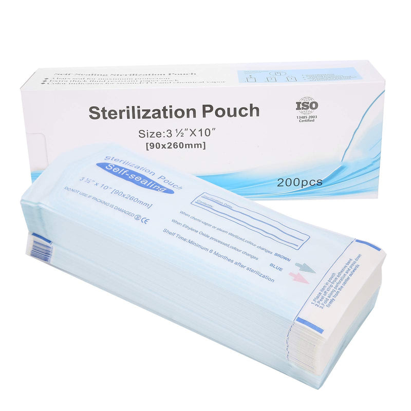  [AUSTRALIA] - 200pcs Sterilization Bags Autoclave Sterilization Bags Disposable Sealed Self Sealing Bag for Dental Equipment Cosmetic Packaging 90x260mm