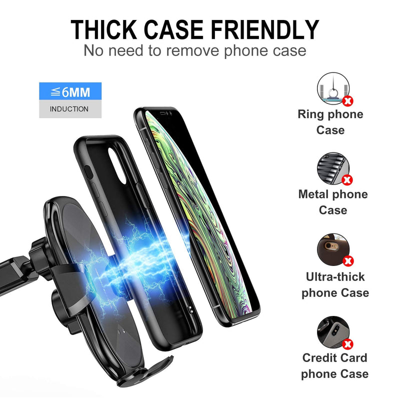 [AUSTRALIA] - YITUMU Wireless Car Charger,15W Qi Fast Charging Auto-Clamping Car Phone Holder Mount,Air Vent Windshield Dashboard Car Phone Mount,Long Arm Suction Cup Cell Phone Holder for iPhone Samsung LG Gold