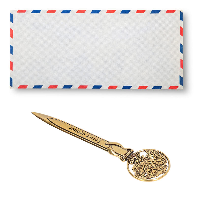 [AUSTRALIA] - BORDSTRACT Metal Letter Opener, Retro Envelope Opener Knife Envelope Slitter Antique Design Hand Cutter Blade for Home Office Gift(Gold)