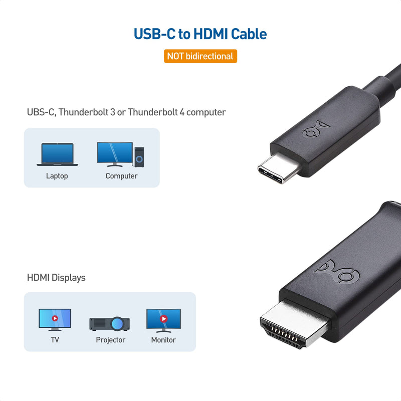  [AUSTRALIA] - Cable Matters Long USB C to HDMI Cable (USB-C to HDMI Cable) Supporting 4K 60Hz and HDR in Black 10 ft - Thunderbolt 4 / USB4 / Thunderbolt 3 Port Compatible with MacBook Pro, Dell XPS 13, Surface Pro 10 Feet