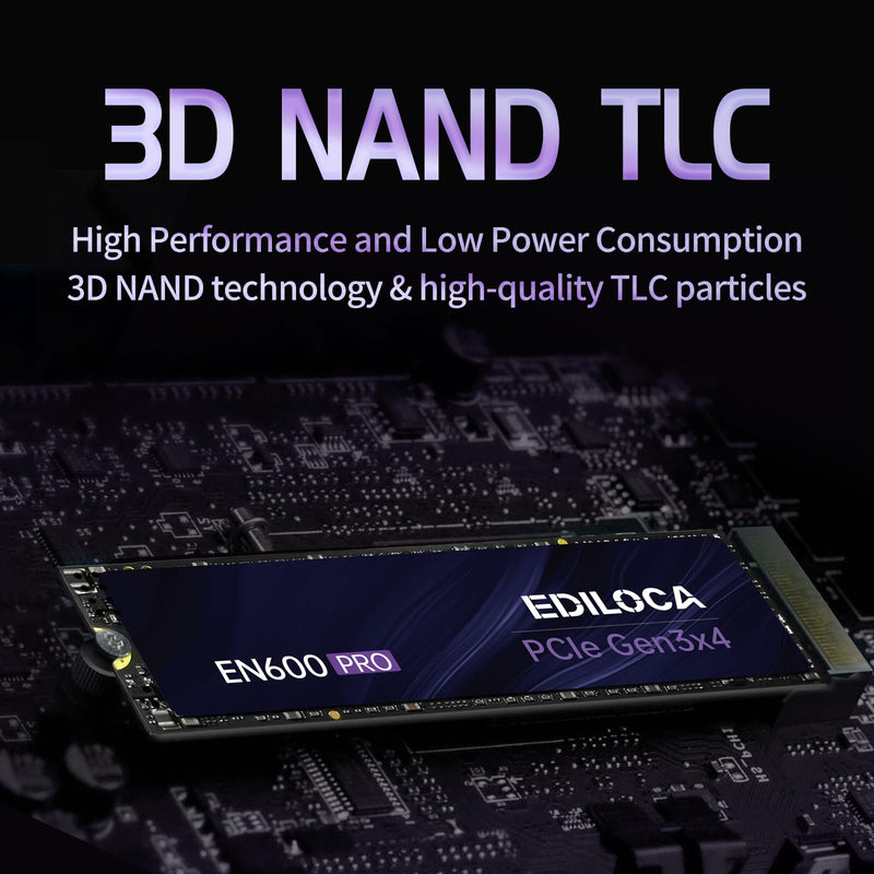  [AUSTRALIA] - Ediloca EN600 PRO SSD 512GB PCle 3.0x4, NVMe M.2 2280, Up to 3200MB/s, Internal Solid State Drive, SLC Cache 3D NAND TLC, Graphene Cooling Sticker, Storage for PC, Desktop and Laptops EN600 pro_PCIe 3.0_3500MB/s
