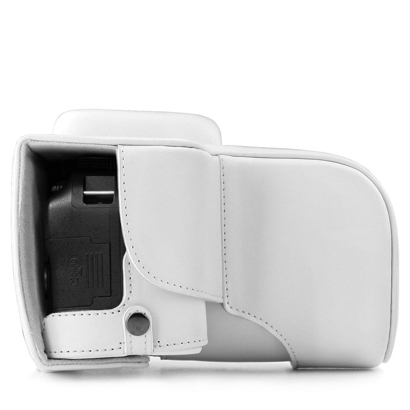  [AUSTRALIA] - MegaGear Ever Ready Leather Camera Case Compatible with Nikon D3400 White