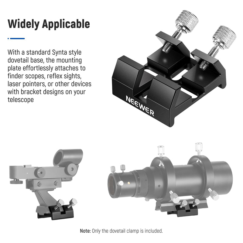  [AUSTRALIA] - NEEWER Universal Dovetail Base Telescope Mount for Finder Scope Laser Pointer, Dovetail Clamp with Two Thumbscrews, M5/M4 Screws, LS-15
