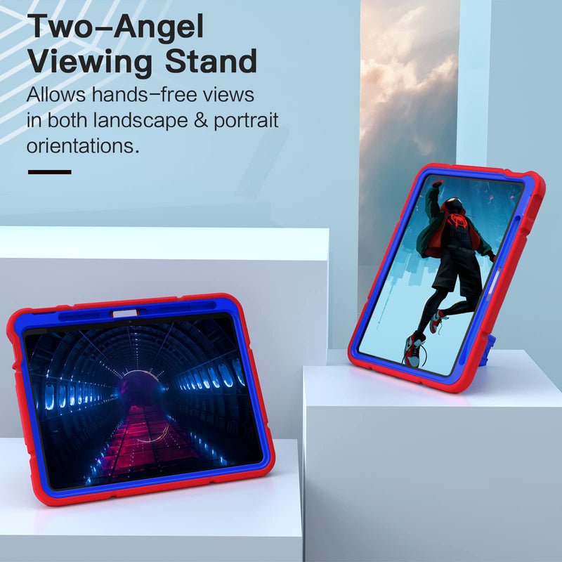  [AUSTRALIA] - Grifobes Kids Case for iPad 10th Generation Case, for 2022 10.9 inch iPad 10 th Generation Case with Kickstand, Heavy Duty Shockproof Rugged 10.9" 10 Gen Cover for Kids Boy Children Red+Blue