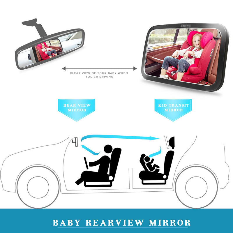 Shynerk Baby Car Mirror, Safety Car Seat Mirror for Rear Facing Infant with Wide Crystal Clear View, Shatterproof, Fully Assembled, Crash Tested and Certified - LeoForward Australia