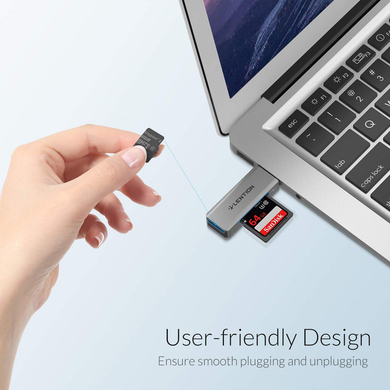 LENTION Aluminum USB 3.0 Card Reader, SD 3.0 Adapter for SD/SDXC/SDHC, Micro SD/Micro SDXC/Micro SDHC, UHS-I, MMC/RS-MMC Cards Compatible MacBook Air/Pro, Surface, Chromebook, more (CB-H7, Space Gray) - LeoForward Australia