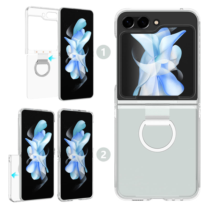  [AUSTRALIA] - BOOLAKOS for Samsung Galaxy Z Flip 5 Case, Clear Slim Thin Protective Phone Cases, Transparent Shockproof Case for Z Flip5 with Ring