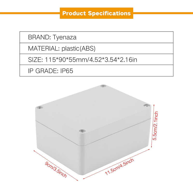  [AUSTRALIA] - Junction box, 15 size selection, junction box, waterproof IP65 junction box, surface-mounted junction box, ABS electrical junction boxes, DIY plastic case, distribution box (11.5 x 9 x 5.5 cm), 115 x 90 x 55 mm