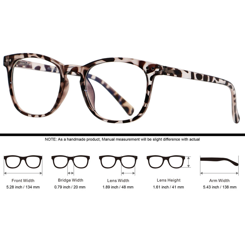 Blue Light Blocking Glasses Women Men Computer Small Face Clear Bluelight Blocker Eyeglasses Frame ANDWOOD AR001 Square Leopard | Anti-blue Light Lens - LeoForward Australia