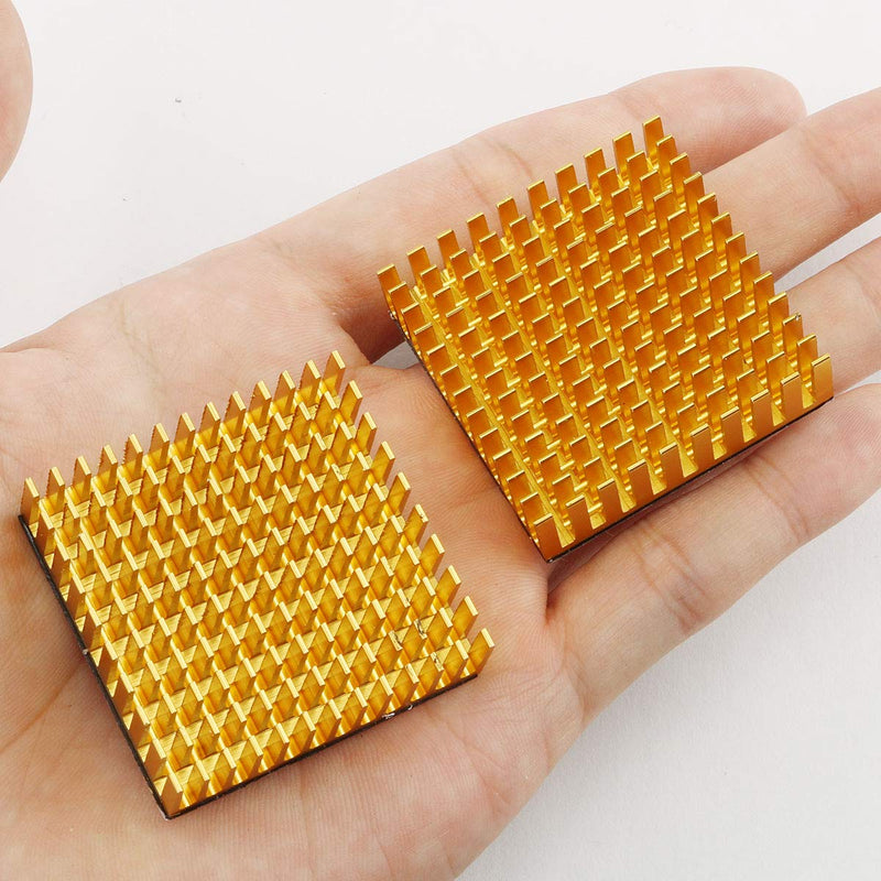 E-outstanding Heatsink 2PCS 40x40x11mm Golden Aluminum Square CPU Heat Sinks Cooling Cooler Fin with 2PCS 3M Silicone Based Thermal Pad for Raspberry Pi - LeoForward Australia