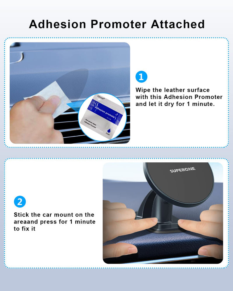  [AUSTRALIA] - SUPERONE for MagSafe Car Mount, Strong [Never Drop] Magnetic iPhone Holder for Car Dash, HandsFree 360° Rotation Phone Mount [Strongest 3M Adhesive] for iPhone 14 13 12 Pro Max MagSafe Case