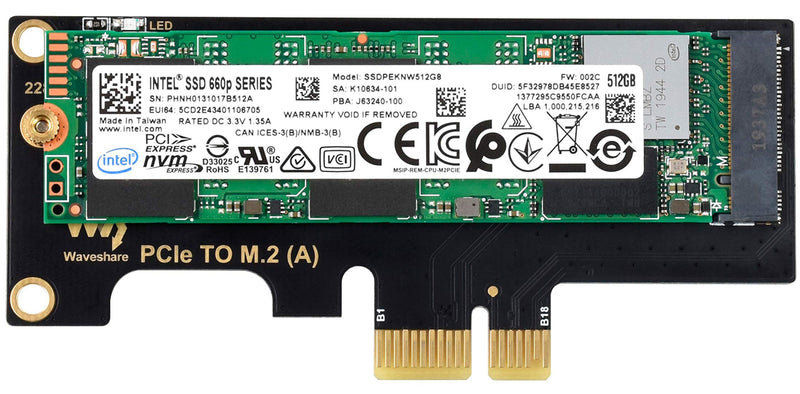  [AUSTRALIA] - waveshare PCIe to M.2 Adapter for Compute Module 4, Support M.2 (M Key) NVMe SSD 2280/2260/2242/2230