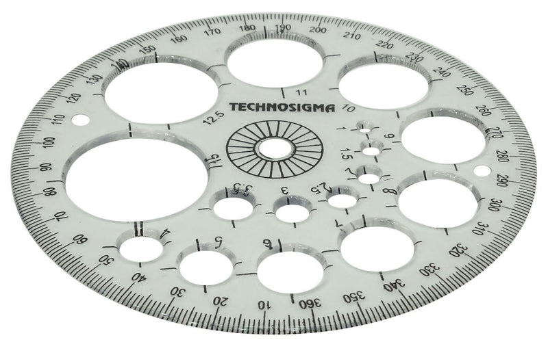 Technosigma Plastic Radius Template Drawing Scale Clear Pro - Circle Protractor - LeoForward Australia