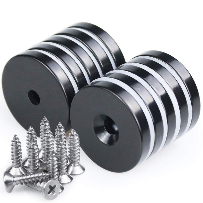  [AUSTRALIA] - LOVIMAG 1.26”D x 0.2”H Black Epoxy Coated Neodymium Disc Countersunk Hole Magnets. Strong Permanent Rare Earth Magnets with Screws for Tool Room, Science, Craft, Office, etc - Pack of 10 Black-32x5mm-hole 10mm-10pcs with srews