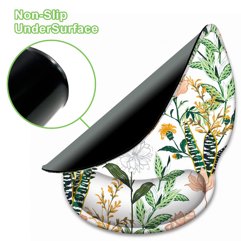  [AUSTRALIA] - EkuaBot Floral Flower Mouse Pad with Wrist Support for Computers & Laptop, Made of Elastic Gel, Soft and Breathable, Ergonomic Design Wrist Rest, Non-Slip PU Rubber Base, Easy Typing