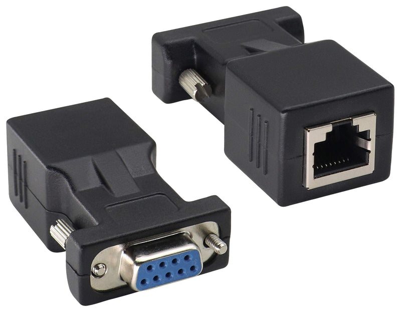  [AUSTRALIA] - AAOTOKK RS232 DB9 to RJ45 Converter RJ45 Female to DP9 9-Pin Serial Port RS232 Female Extender Adapter for Computer,Digital Machine Code Printer Transmission Distance Cable Adapter (2 Pack-Female)