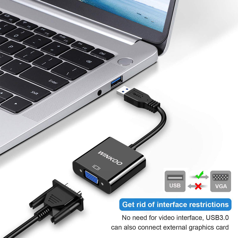 USB 3.0 to VGA Adapter, 1080P Multi-Display Video Converter for Laptop PC Desktop to Monitor / Projector / TV (Not Support Chromebook) - LeoForward Australia