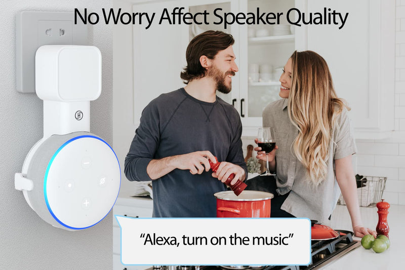  [AUSTRALIA] - Wall Mount for Echo Dot Holder Wall Mount Stand, Outlet Hanger for Echo Dot 3rd Generation Speaker Mounts Holder Space-Saving Accessories Cord Management Without Messy Wire, 1 Pack White