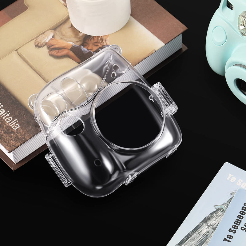  [AUSTRALIA] - Fintie Protective Clear Case for Fujifilm Instax Mini 7+ Instant Film Camera - Crystal Hard PVC Cover with Removable Rainbow Shoulder Strap, Clear