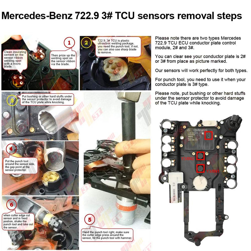 Y3/8n1 & Y3/8n2 Sensor + Punch tool For Mercedes Benz 7G Auto Automatic Transmission 722.9 Control Module Sensor - LeoForward Australia