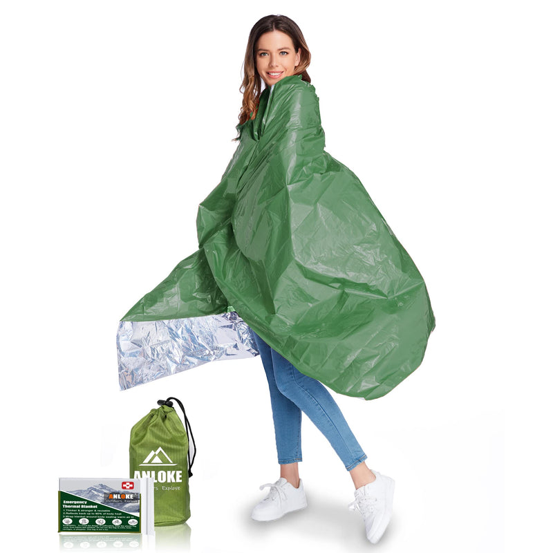  [AUSTRALIA] - Emergency Blankets Mylar Thermal Blanket (5 Pack) of Space Blanket 82*52 I. Survival Blankets Heavy Duty Camping Gear , First Aid, Green Green -5 Pack