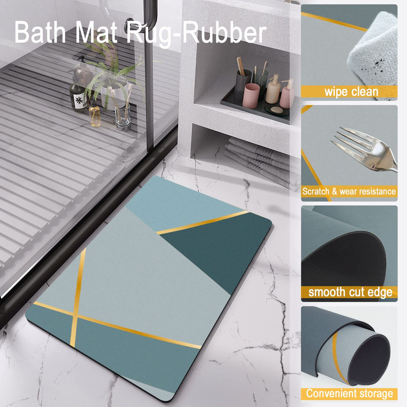  [AUSTRALIA] - Bathroom Rugs - Bath Mat Non-Slip Rugs Thickened Super Absorbent Floor Shower Diatomaceous Earth Mats Quick Dry Rug for Showers Sink Bathtub 23.6"x15.7"(Grey and Gold) HOMYFORT