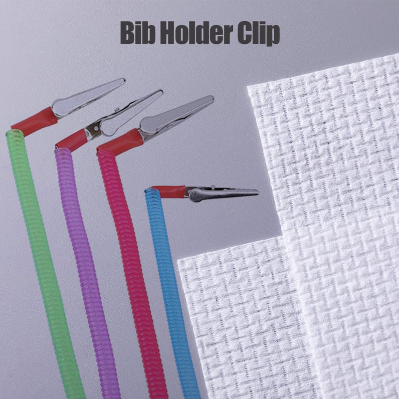  [AUSTRALIA] - Pack of 4 Multicolored Napkin Holder Bib Clips for Dentist, Necklaces with Metal Clips for Dental Clinic, Home Dining Room Clothing Protection for Adults Children Babies