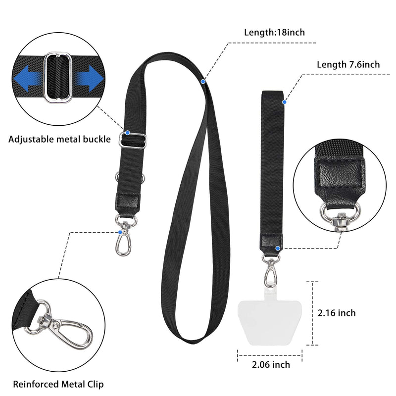 Phone Lanyard, SHANSHUI Universal Cell Phone Lanyard Adjustable Crossbody Neck Strap and Wristlet Strap Phone Charms with 4 Durable Pads Compatible with All Smartpones Black+4pads - LeoForward Australia