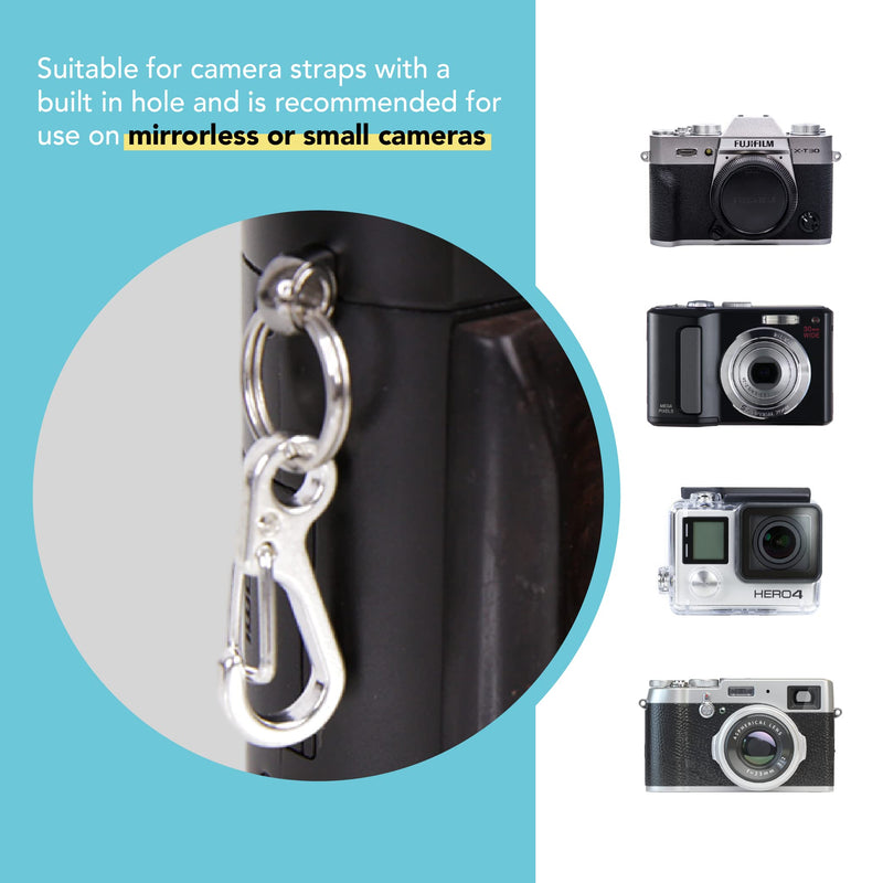  [AUSTRALIA] - Foto&Tech Small Quick Release Adapter Clip for Camera with Round Lugs for Camera Strap, 33lb Breaking Force (1 Set, Silver) 1 Piece