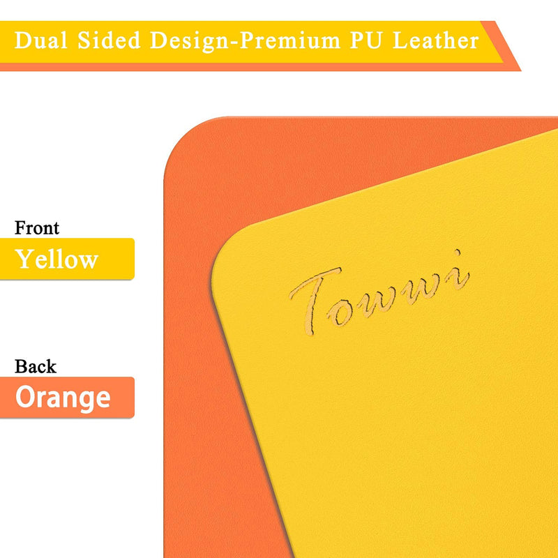 TOWWI Dual Sided Desk Pad, 36" x 17" PU Leather Desk Mat, Waterproof Desk Blotter Protector Mouse Pad (Orange/Yellow) Orange/ Yellow 36" x 17" - LeoForward Australia