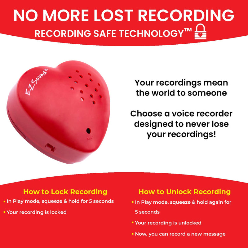  [AUSTRALIA] - EZSound Voice Recorder for Stuffed Animal | 2 Pack - 30 Seconds Push Button Sound Recorder | Create Heartbeat Bear for Newborn | Personal Voice Message Recordable Sound Module for Toys (Red) 2Pack + Red