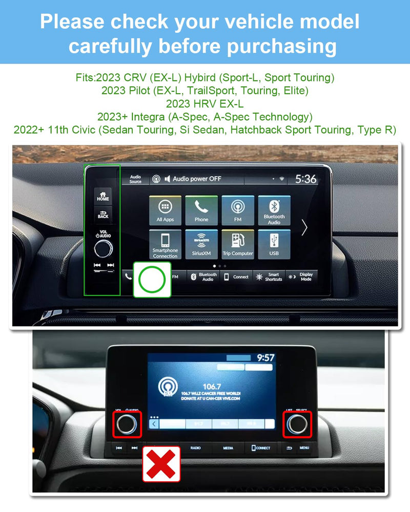  [AUSTRALIA] - WEIPIN 【Smooth as Silk】 9" Car Screen Protector for 2023 2024 Honda CRV Pilot HRV Civic&Acura Integra Accessories GPS Navigation Tempered Glass Compatible with 2023 2024 CR-V Pilot HR-V Integra 2022-2024 Civic - HD Clear