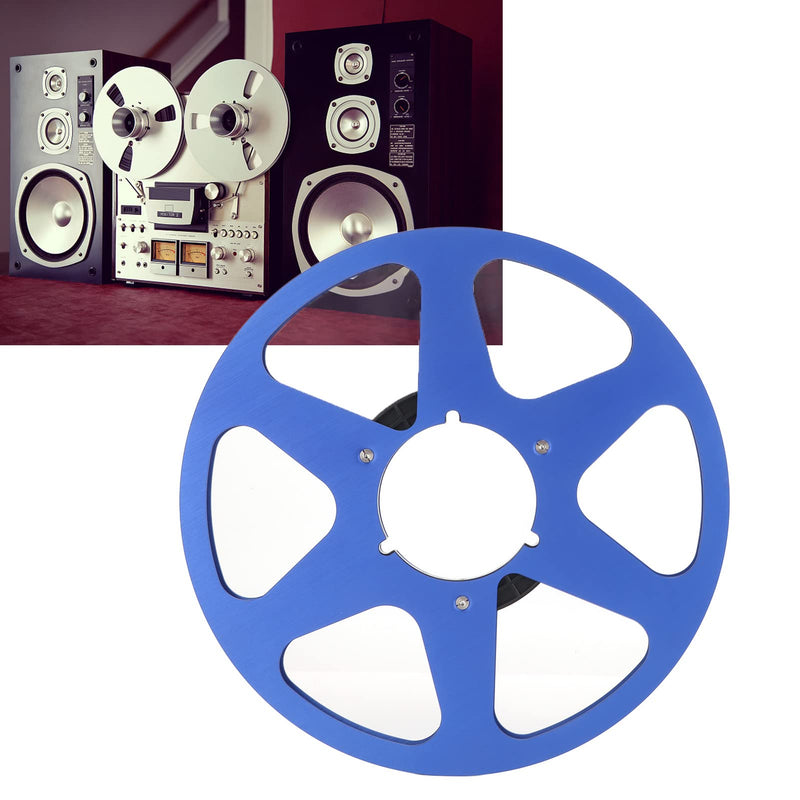  [AUSTRALIA] - 1/4 10 Inch Empty Tape Reel, Aluminum Alloy Takeup Reel, Universal Recording Tape Reel with 6 Hole Windage Holes, Empty Disc Opening Machine Parts (Blue) Blue