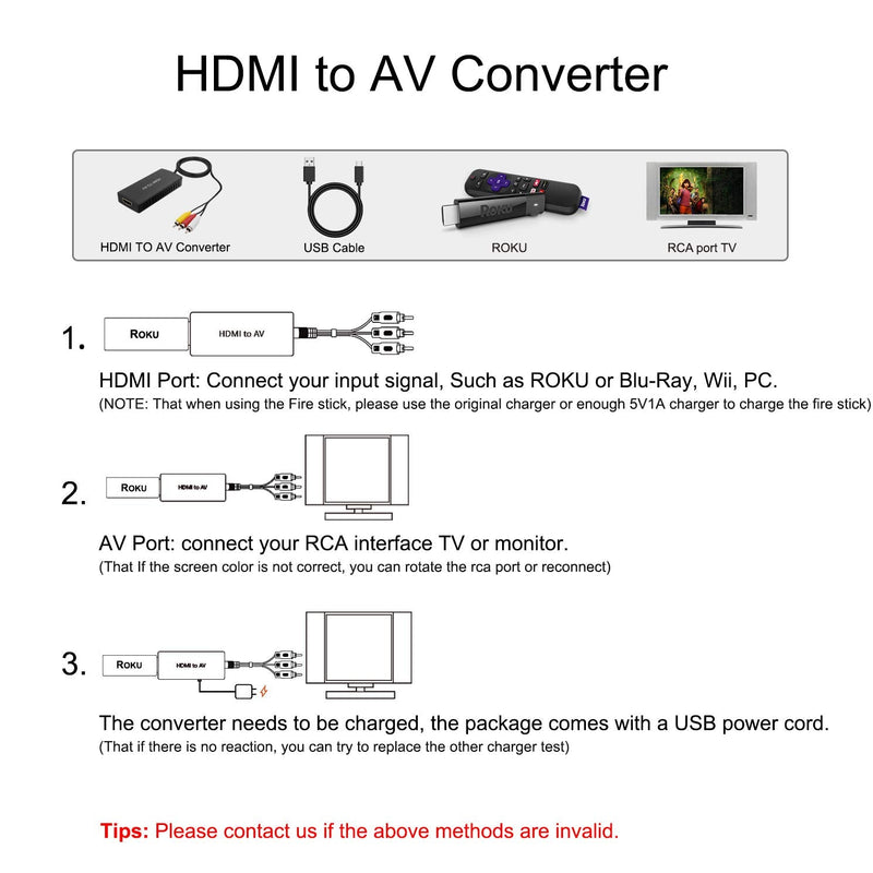  [AUSTRALIA] - HDMI to RCA Converter, HDMI to Composite Video Audio Converter Adapter, HDMI to AV, Supports PAL/NTSC for PS4, Xbox, Switch, TV Stick, Blu-Ray, DVD Player, HDMI to RCA Converter