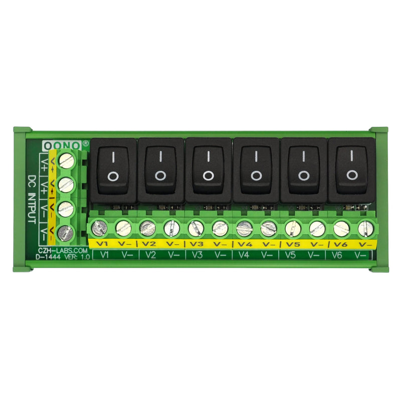  [AUSTRALIA] - DIN Rail Mount 6 Channel Rocker Switch DC Power Distribution Strip Module