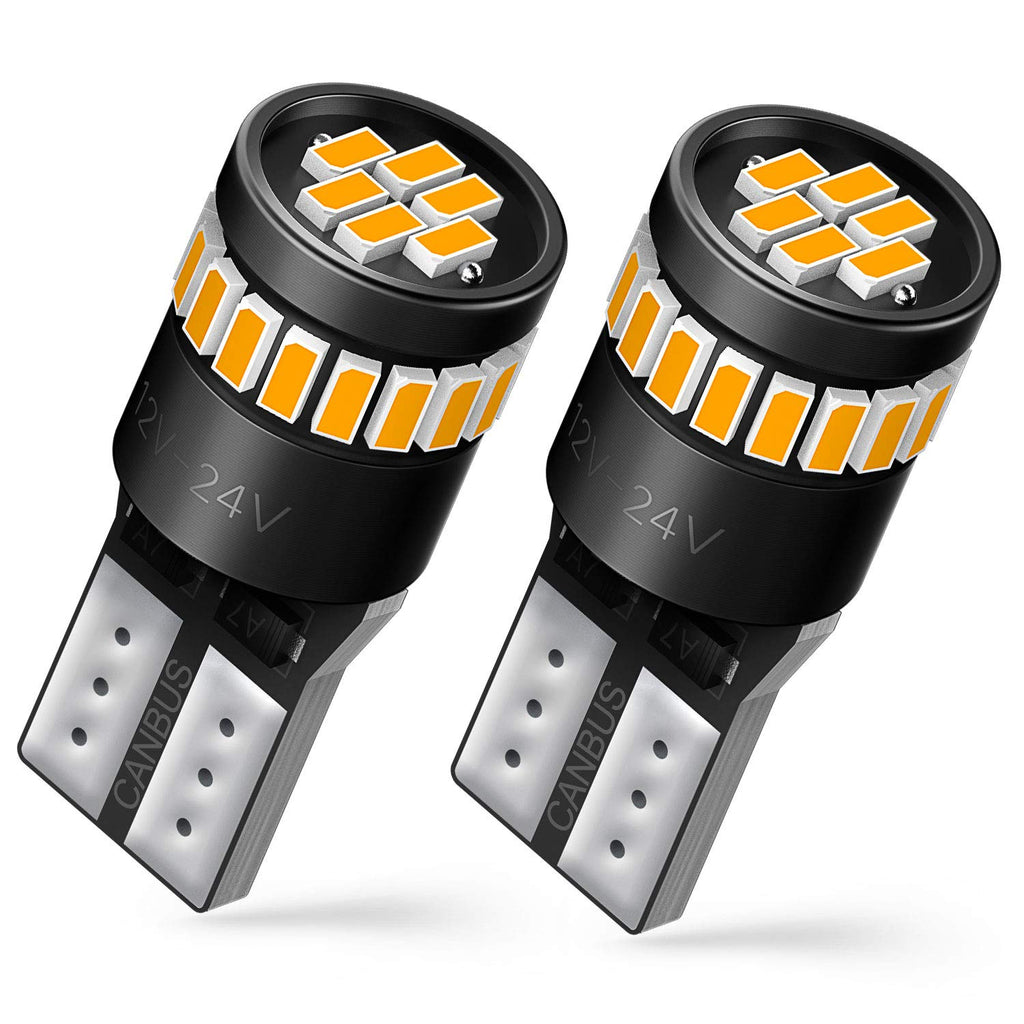  [AUSTRALIA] - AUXITO 194 LED Light Bulb,Super Bright Amber Yellow 168 2825 W5W T10 Wedge 24-SMD 3014 Chipsets LED Replacement Bulbs for Car Dome Map License Plate Lights (Pack of 2)