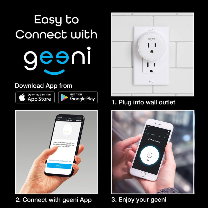  [AUSTRALIA] - Geeni DOT Smart Wi-Fi Outlet Plug, White, (1 Pack) – No Hub Required – Works with Amazon Alexa and Google Assistant, Requires 2.4 GHz Wi-Fi 1 Pack