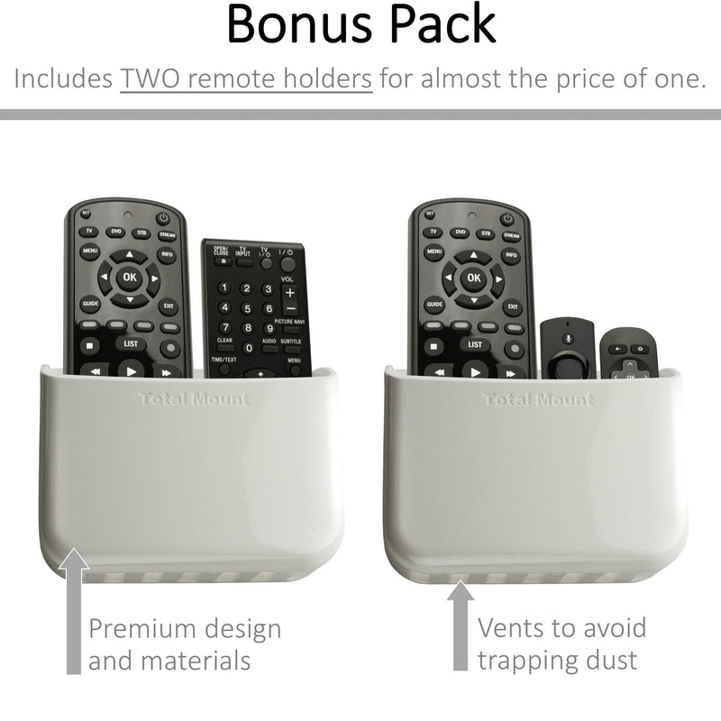  [AUSTRALIA] - TotalMount Universal Remote Control Holders (Quantity 2 - Two Remotes per Holder - White)